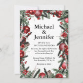  waterverf kerstfeest greenery bruiloft kaart (Voorkant)