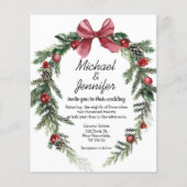 waterverf kerstfeest greenery bruiloft uitnodiging (Voorkant)