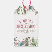 Waterverf kerstfeest Greenery Personalized Holiday Cadeaulabel (Achterkant)