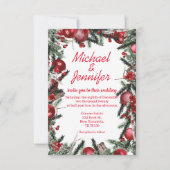  waterverf kerstfeest groen huwelijk rood kaart (Voorkant)