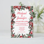  waterverf kerstfeest groen huwelijk rood kaart (Staand voorkant)