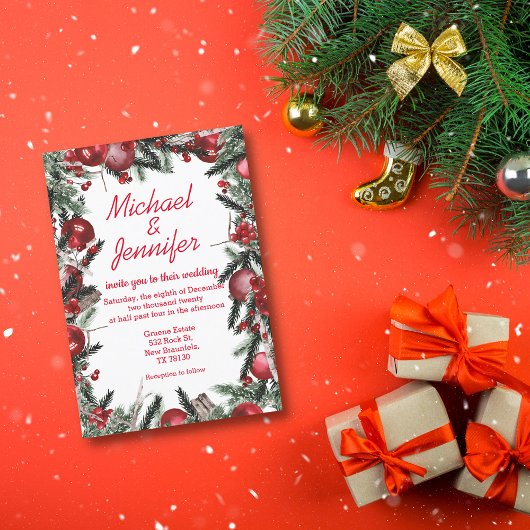  waterverf kerstfeest groen huwelijk rood kaart