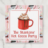 Waterverf Kerstfeest Hot Chocolate Cacao Party Bedankjes Labels (Voorkant)