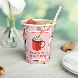 Waterverf Kerstfeest Hot Chocolate Cacao Party Papieren Bekers