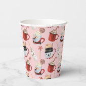 Waterverf Kerstfeest Hot Chocolate Cacao Party Papieren Bekers (Achterkant)