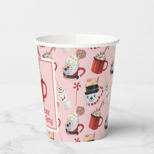 Waterverf Kerstfeest Hot Chocolate Cacao Party Papieren Bekers (Links)