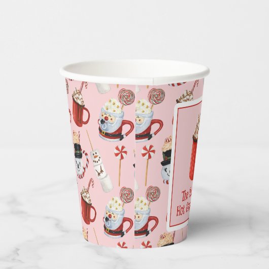 Waterverf Kerstfeest Hot Chocolate Cacao Party Papieren Bekers (Rechts)