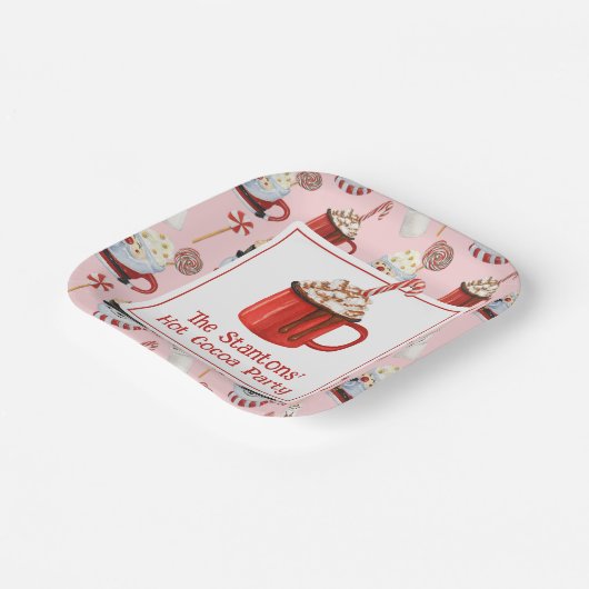 Waterverf Kerstfeest Hot Chocolate Cacao Party Papieren Bordje (Gebogen)