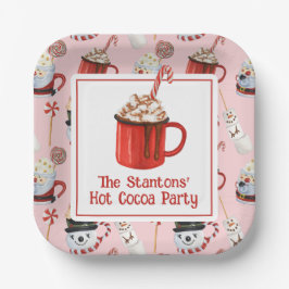 Waterverf Kerstfeest Hot Chocolate Cacao Party Papieren Bordje