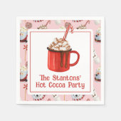 Waterverf Kerstfeest Hot Chocolate Cacao Party Servet (Voorkant)