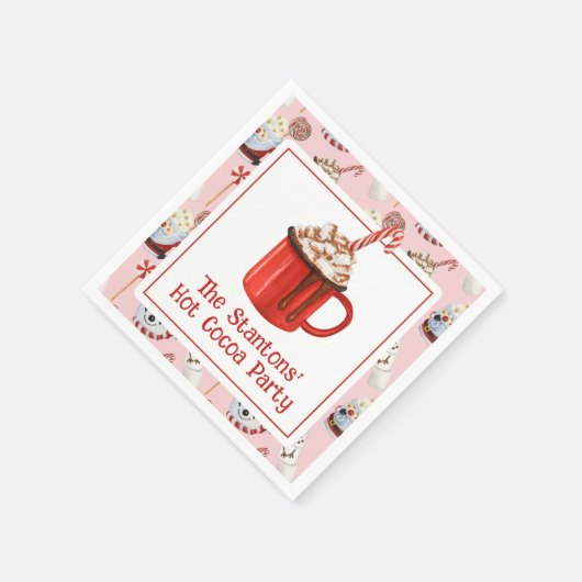 Waterverf Kerstfeest Hot Chocolate Cacao Party Servet (Hoek)