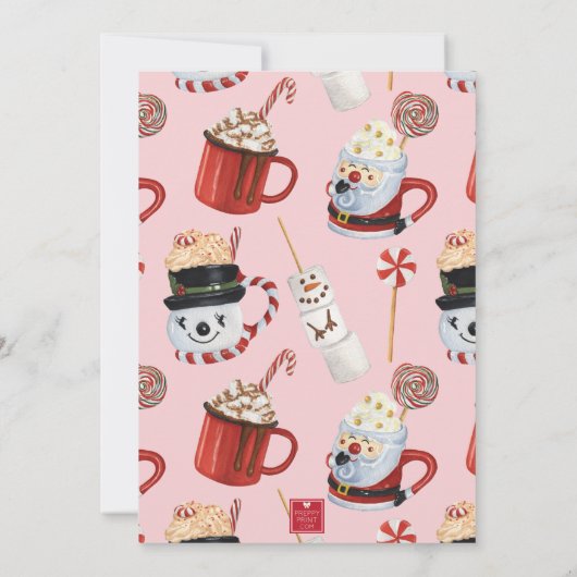 Waterverf Kerstfeest Hot Cocoa Chocolate Party Kaart (Achterkant)