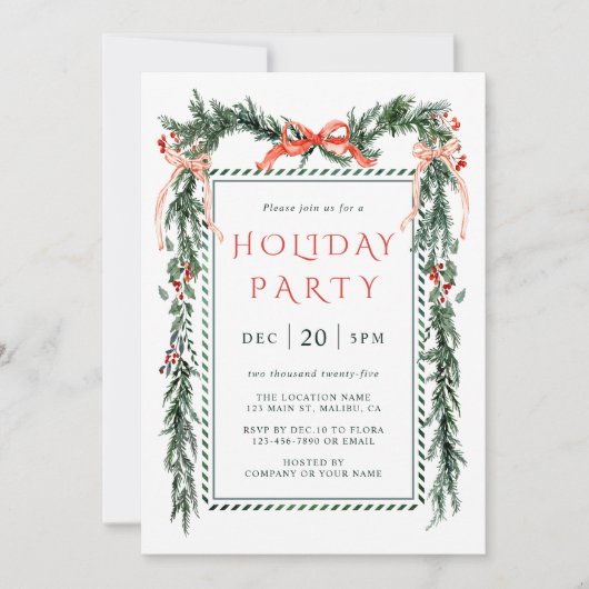 Waterverf kerstfeest in Garland Kaart (Voorkant)