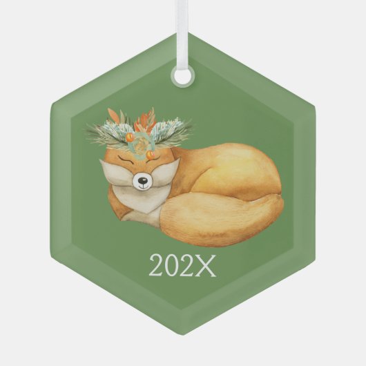 Waterverf kerstfeest in het keepasjaar glas ornament (Voorkant)