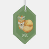 Waterverf kerstfeest in het keepasjaar glas ornament (Voorkant Rechts)