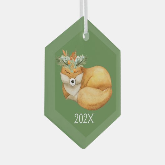 Waterverf kerstfeest in het keepasjaar glas ornament (Voorkant Rechts)