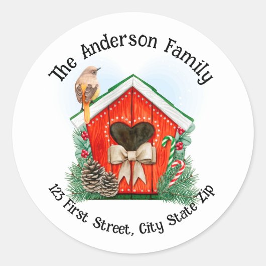 Waterverf kerstfeest in huis ronde sticker (Voorkant)