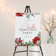 Waterverf kerstfeest in Poinsettia