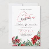 Waterverf kerstfeest in Poinsettia Kaart (Voorkant)