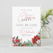 Waterverf kerstfeest in Poinsettia Kaart (Staand voorkant)