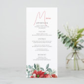 Waterverf kerstfeest in Poinsettia Menu (Staand voorkant)