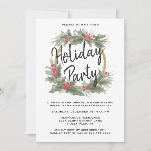  Waterverf kerstfeest Kaart (Voorkant)