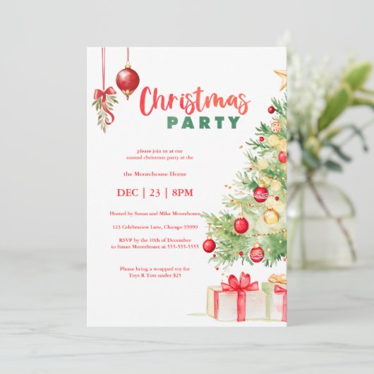 Waterverf kerstfeest kaart (Staand voorkant)