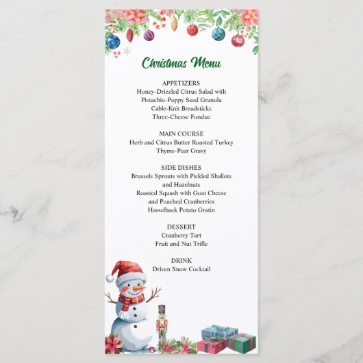 Waterverf Kerstfeest Menu (Voorkant)