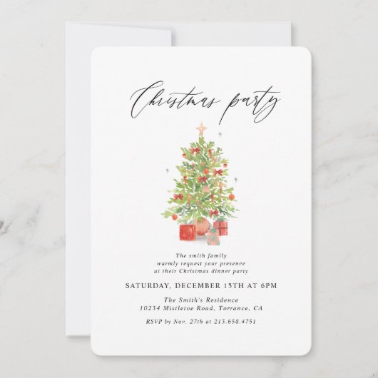 Waterverf kerstfeest met kerstbomen kaart (Voorkant)