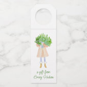 Waterverf kerstfeest Mode meisje met Greenery Flessenhanger (Voorkant)