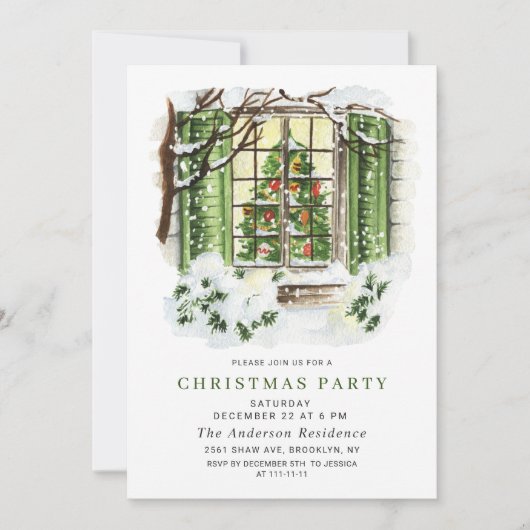 Waterverf kerstfeest op feestdag kaart (Voorkant)