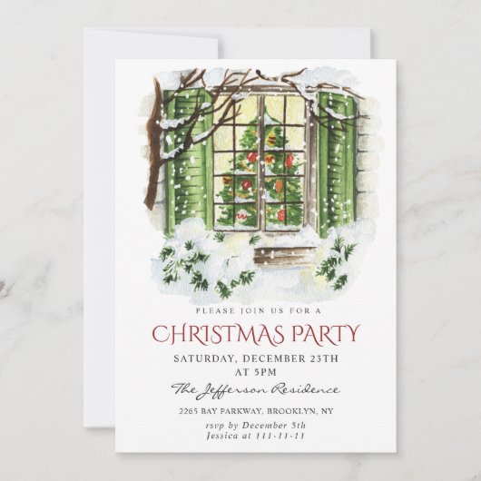 Waterverf kerstfeest op feestdag kaart (Voorkant)