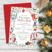 Waterverf Kerstfeest Pajama Uitnodiging