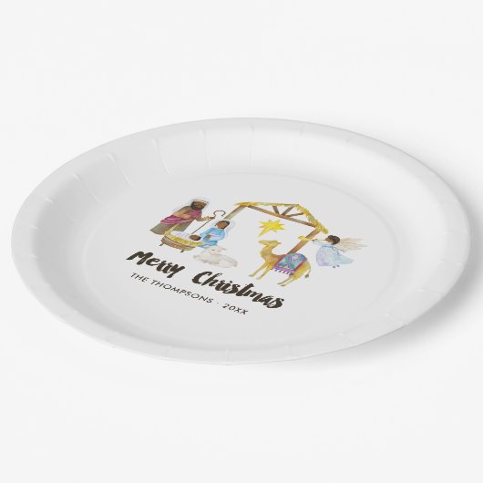 Waterverf kerstfeest papieren bordje (Gekanteld)