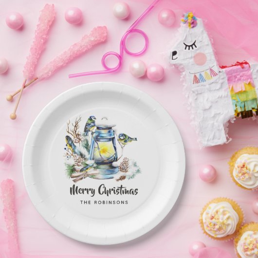Waterverf kerstfeest papieren bordje (Feest)
