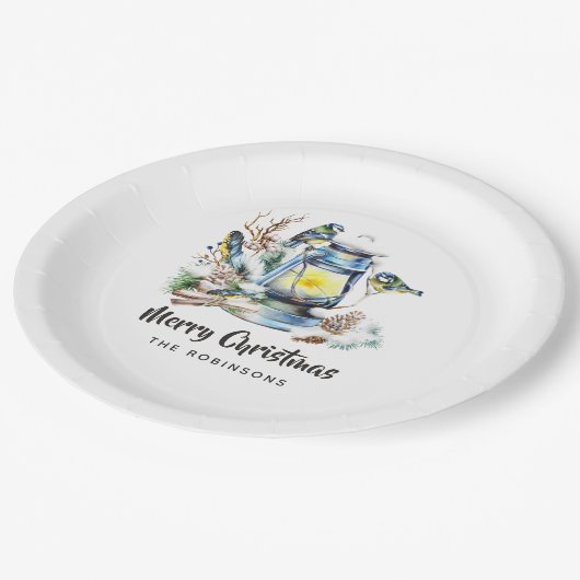 Waterverf kerstfeest papieren bordje (Gekanteld)