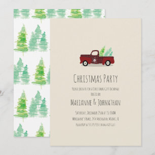 Waterverf kerstfeest Rustic Pset Truck Kaart
