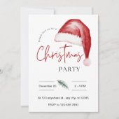 Waterverf Kerstfeest Santa Hoed Invitation Kaart (Voorkant)