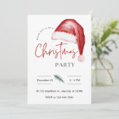 Waterverf Kerstfeest Santa Hoed Invitation Kaart (Staand voorkant)