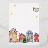 Waterverf kerstfeest Sneeuwdorp Folie Uitnodiging (Achterkant)