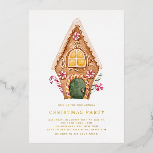 Waterverf kerstfeest talfeest folie uitnodiging (Voorkant)