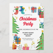 Waterverf kerstfeest uitnodiging (Voorkant / Achterkant)