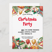 Waterverf kerstfeest uitnodiging (Voorkant / Achterkant)