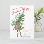 Waterverf kerstfeest uitnodiging (Staand voorkant)