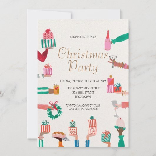 Waterverf kerstfeest uitnodiging (Voorkant)
