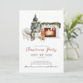 Waterverf kerstfeest uitnodiging (Staand voorkant)