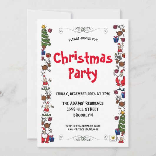 Waterverf kerstfeest uitnodiging (Voorkant)