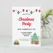 Waterverf kerstfeest uitnodiging (Staand voorkant)