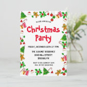 Waterverf kerstfeest uitnodiging (Staand voorkant)