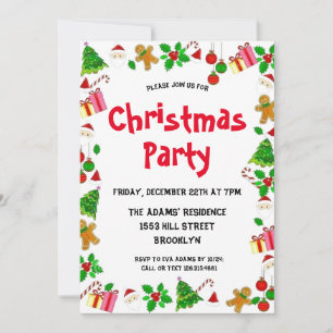 Waterverf kerstfeest uitnodiging